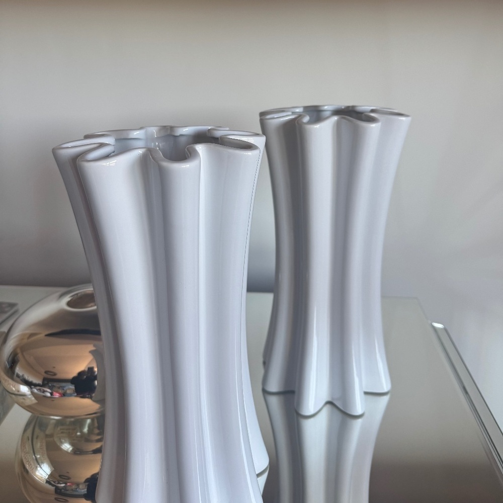 White Flute vase-Crate and Barrel- New